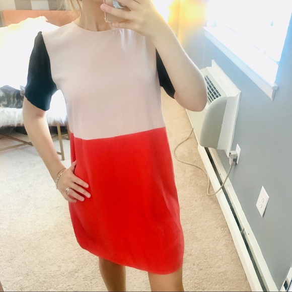 Zara red color block shift dress - Picture 4 of 8